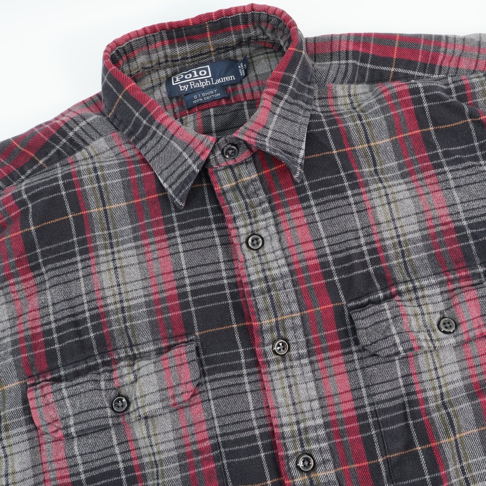 Polo by Ralph Lauren G.I. Flannel Shirt Mens L Plaid Button Down Long Sleeve